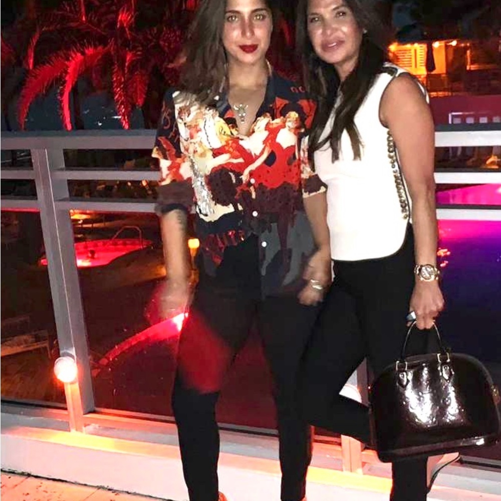 Nicole Taylor beaded silk Paris blouse Sz M